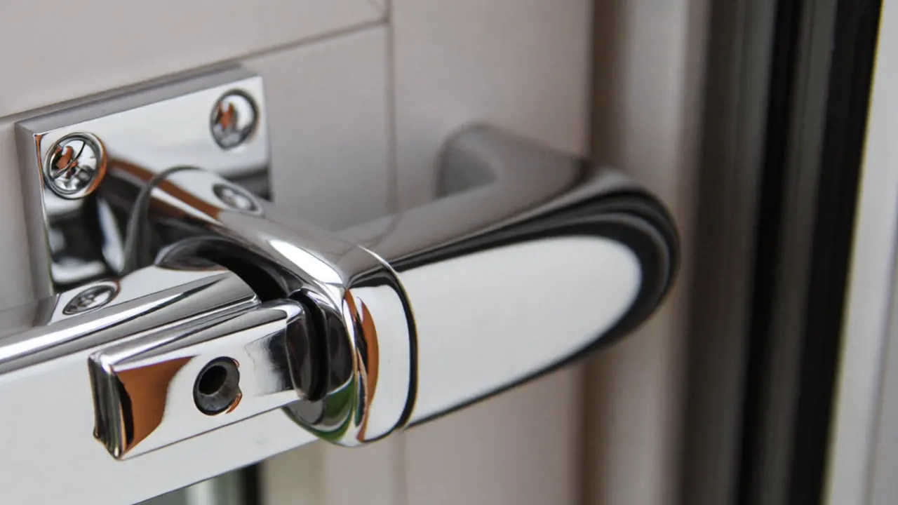 Close-up of a sash window horn and slim glazing bar on a white timber frame